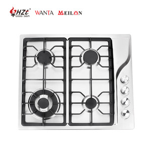 Table de cuisson encastrable à <span class=keywords><strong>gaz</strong></span> <span class=keywords><strong>60</strong></span> <span class=keywords><strong>cm</strong></span> en acier inoxydable pour cuisine domestique, <span class=keywords><strong>4</strong></span> brûleurs avec plaques en fonte - Product Image 1