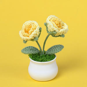 Fleurs artificielles en tricot fait main, fleurs simulées colorées Mudan, décoration de la maison, fleurs éternelles pour femmes - Product Image 4