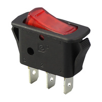 Interrupteur à bascule moyen en plastique à enclenchement rapide série KCD3 T105 ON-OFF 3 broches SPST avec LED rouge pour bateau et marine