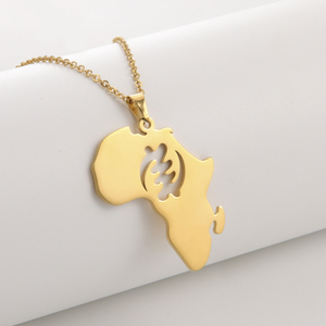<span class=keywords><strong>Collana</strong></span> Myshape con Contorno Mappa dell'Africa, <span class=keywords><strong>Ciondolo</strong></span> con Animali Tribali Elefante e <span class=keywords><strong>Leone</strong></span> in Acciaio Inossidabile, Gioielli Africani Regalo di Capodanno - Product Image 6