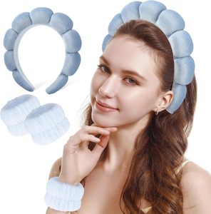 <b>Hot</b> Sell Popular Skincare Soft Terry Cloth Women Makeup Hair Band Fashion <b>Pink</b> SPA Headband Wristband Set Washing Face - Product Image 2