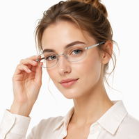 Lunettes anti-lumière bleue semi-titane, monture ovale complète, lunettes optiques, lunettes de lecture pour ordinateur, OEM, vente en gros personnalisée