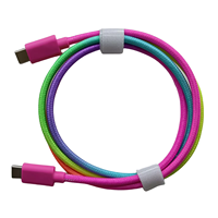 Kabel pengisi daya Cepat tembaga polos 30AWG kawat kepang Tipe C ke Tipe C warna-warni dengan harga kompetitif untuk transmisi Data