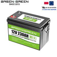 Batterie LiFePO4 12V 230Ah 200Ah 300Ah avec boîtier robuste IP65, cycle profond et BMS Bluetooth pour bateau, camping-car, véhicule électrique, bricolage - Stock UE Vert