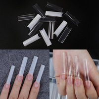 500 faux ongles carrés plats XXL longs en acrylique, droits, sans courbe en C, demi-couverture, outil de manucure