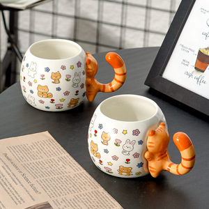Niedliche Cartoon-Keramiktasse mit großem Fassungsvermögen für Zuhause, Frühstück, Milch, Katzen-Kaffeetasse - Product Image 2