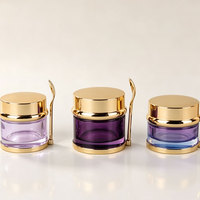 Pot en verre électroplaqué pour crème, 30g, 50g, 80g, 100g, vide, dégradé rose, pour capsules, gels, onguents, crèmes pour le visage