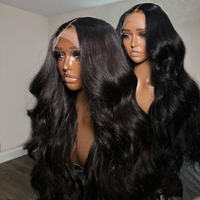Perruque Lace Frontale HD 13x6 en Cheveux Indiens Bruts de 30 Pouces, Ondulation Body Wave, Cuticules Alignées
