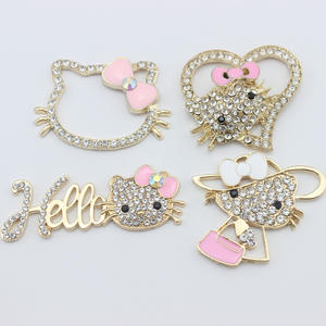 Achetez des accessoires de décoration pour coques de téléphone, breloques pour chaussures, en alliage, strass, style dessin animé, DIY, avec motifs nœud papillon, chat, chaton, plaqué, effet bling - Product Image 1