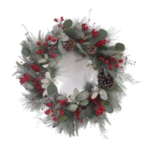Corona Navideña Artflora Factory con Bayas Rojas y Piñas, 36 cm, Modelo DY1-7969, para Puerta Principal, Decoración Navideña, Plástico, Hecha a Mano, Venta al Por Mayor - Product Image 6