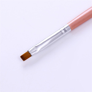 Pinceau à ongles plat pour nail art, avec virole sertie, en nylon, pour peinture au gel, poudre de perle, et décoration d'ongles en salon de manucure - Product Image 2