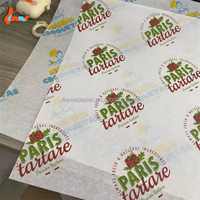 Papier d'emballage alimentaire anti-graisse imprimé avec logo personnalisé, feuilles de papier ciré pour emballages de hamburgers et de sandwichs, fournitures pour restaurants