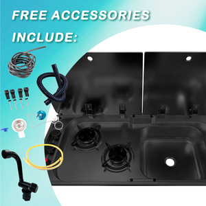 JDA noir Premium 304 acier inoxydable RV Cooktop-Sink Combos RV évier et cuisinière pour caravane, bateau, yacht, <span class=keywords><strong>camping</strong></span>-<span class=keywords><strong>car</strong></span>, remorque marine - Product Image 6