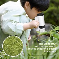 Children's Portable Plastic Microscope No Battery Scientific Experiment Specimen Set Educational Toys Primary School Boys Gift