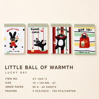 Carnet de poche A7 75x104mm 80GSM 60 feuilles lignées, bloc-notes détachable, motif animal rétro, 4 designs, 750 pièces/carton, vente en gros