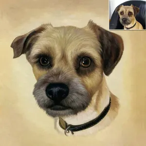 从画布上的可爱狗肖像定制你的宠物手工油画壁画艺术