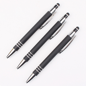 Stylo bille métallique noir mat 1,0 mm pas cher en gros avec mécanisme rotatif confortable et logo personnalisable - Product Image 1