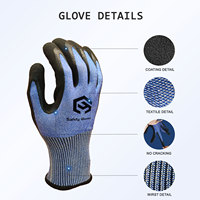 Gants de sécurité anti-coupure et antidérapants CY Factory A5 13G en mousse hybride PE enduite de latex, certifiés CE EN388:4X43E