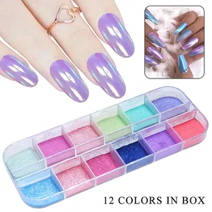 Polvo de Uñas con Efecto Cromo AB, 12 Compartimentos, Aurora, Sirena, Unicornio, Perla, Brillo Espejo - Product Image 2