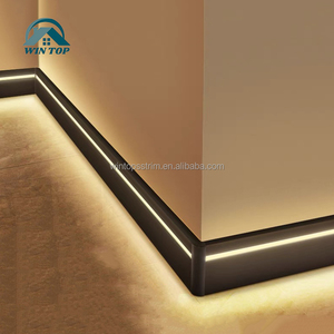 Falda de perfil <span class=keywords><strong>Led</strong></span> de aluminio Win Top, zócalo de suelo de aluminio y Metal con luz <span class=keywords><strong>Led</strong></span>, iluminación de zócalo blanco dorado y negro - Product Image 1