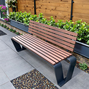 상업용 거리 휴식 좌석 공원 벤치 야외 아연 도금 강철 프레임 다리와 가든 몰 용 나무 칸막이 좌석 의자 - Product Image 1