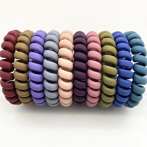 Élastiques à <span class=keywords><strong>cheveux</strong></span> en <span class=keywords><strong>spirale</strong></span> personnalisés, taille moyenne, pour <span class=keywords><strong>cheveux</strong></span> épais, multicolores, sans plis, en plastique type cordon téléphonique (couleur mate) - Product Image 3