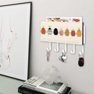 Porte-clés mural au design mignon en forme de insecte, organisateur de rangement multifonction rectangulaire pour la maison et la chambre des enfants - Product Image 6