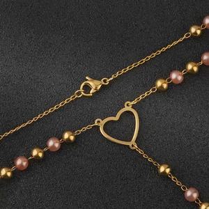 Chapelet religieux long en acier inoxydable plaqué or avec pendentif Vierge Marie et croix, collier catholique pour femmes - Product Image 5