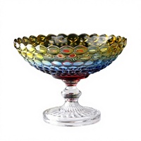 Ensemble de table basse en verre cristal de style européen Flavents avec plateau et bol à fruits élégants et hauts pour salon et bureau