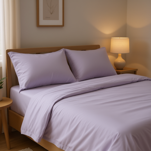 Draps en jersey doux taille Queen, couleur lavande, en coton uni, pour la maison, toutes saisons, style simple, pour adultes - Product Image 2