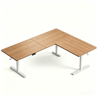 Bureau d'angle électrique réglable en hauteur en forme de L pour le travail à domicile