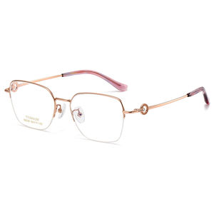 S6008 جديد إطار نظارات من التيتانيوم الخالص مع ترصيع ماسي على الطراز العتيق الأكثر مبيعًا نظارات هالفريم للنساء - Product Image 1