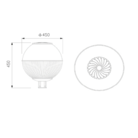 Lampadaire LED extérieur, éclairage de jardin, 60W, lumière élégante moderne, 6000K, PC aluminium, IP65, 450X450MM