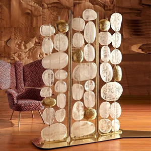 Paravent de séparation en verre moderne sur mesure, lampe de sol en acier inoxydable léger, séparateur d'espace pour hôtel, villa, restaurant de luxe - Product Image 4