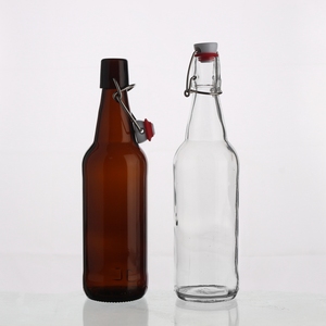 Hermétique bière jus de boisson de soude kombucha boissons gazeuses bouteilles en verre transparent avec plateau pivotant - Product Image 4