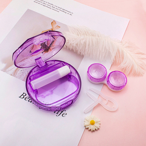 Estuche Redondo Económico para Lentes de Contacto de Color Caramelo con Herramientas de Aplicación, Caja para Parejas con Pinzas y Ventosa - Product Image 2