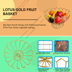 Countertop bền kim loại nước trái cây giỏ vàng trái cây đứng dây sen sang trọng trái cây Bát cho rau khoai tây Hành Tây Trứng bánh mì - Product Image 4
