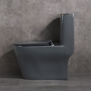 WC monobloc à siphon, grand diamètre, <span class=keywords><strong>noir</strong></span> et doré, sanitaire - Product Image 5