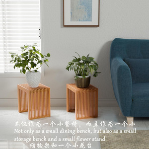 <b>Bamboo</b> Patio Bench Short <b>Stool</b> Eco-Friendly Farmhouse Style Indoor Outdoor Use - Product Image 4