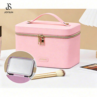 JOYSUN 2026 Nouveau style, trousse de maquillage personnalisée avec logo lumineux et miroir LED pour femmes, rangement pour rouge à lèvres et pinceaux, sac cosmétique