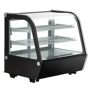 New Black Refrigerado Countertop Bakery Display Case Alta Produtividade Iluminação LED para Restaurante Use Voltagem 220V
