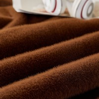 Couverture double couche en fourrure de lapin teinte marron, en polaire jacquard douce et moelleuse, pour lit et canapé, idéale pour l'hiver, vente en gros et approvisionnement en vrac