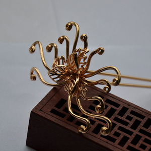 Gold Plated Flower Hairpin Component For <b>Bracelet</b> Making <b>Copper</b> Material Zhejiang Origin - Product Image 4