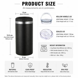 Custom logo Powder Coated Vacuum Insulated Mug 16oz 4 in 1 Can Cooler Stainless Steel Tumbler Tumbler With 2 Lids - Product Image 2