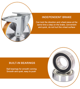 6 8 Zoll Industrie fabrik Direkt liefern PU und Aluminium Schwenk platte abschließbare europäische Hoch leistungs rolle - Product Image 6