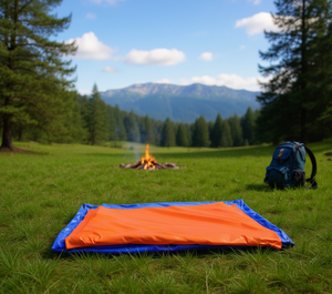 Bâche imperméable 3x4 mètres rectangulaire pour extérieur, auvent bleu orange en PVC - Product Image 2