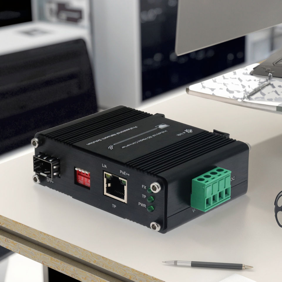 Mini Industrial 10G/5G/2.5G/1G/100M 802.3at to 10GBASE-X SFP+ Media Converter with POE Stock Available