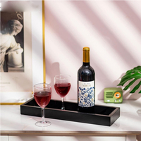Plateau de service rectangulaire rustique noir pour bougies, centre de table décoratif pour salon, bar à café et salle à manger