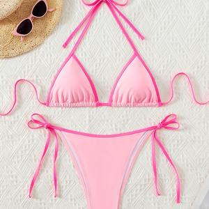 Venta al por mayor personalizado Floral impreso 1 pieza impermeable de secado rápido 100% poliéster Bikini traje de baño Halter Sexy para mujeres - Product Image 5