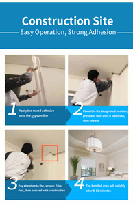 Poudre de <span class=keywords><strong>gypse</strong></span> résistante aux hautes températures, adhésif à liaison rapide, <span class=keywords><strong>plâtre</strong></span> pour la décoration de plafonds, construction personnalisable - Product Image 4